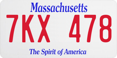 MA license plate 7KX478
