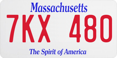 MA license plate 7KX480