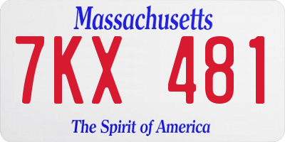 MA license plate 7KX481
