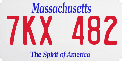 MA license plate 7KX482