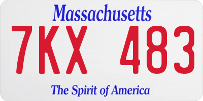 MA license plate 7KX483