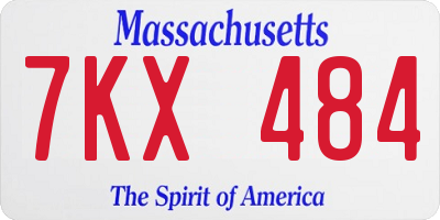 MA license plate 7KX484