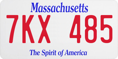 MA license plate 7KX485