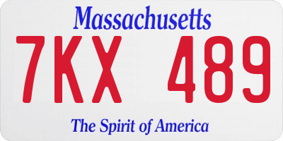 MA license plate 7KX489