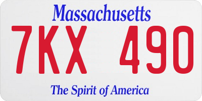 MA license plate 7KX490