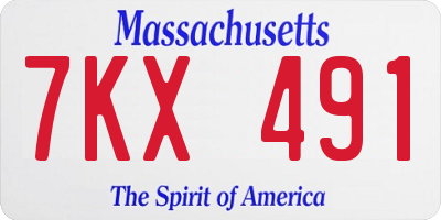 MA license plate 7KX491