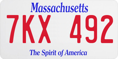 MA license plate 7KX492