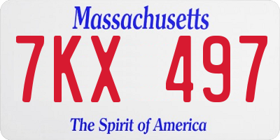 MA license plate 7KX497