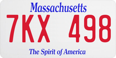 MA license plate 7KX498