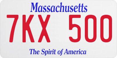 MA license plate 7KX500