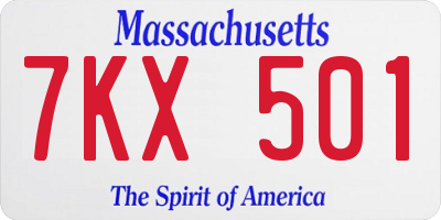 MA license plate 7KX501
