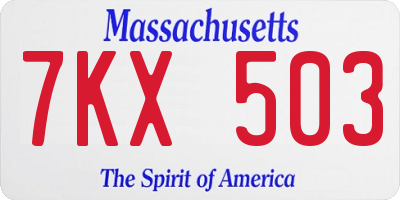 MA license plate 7KX503