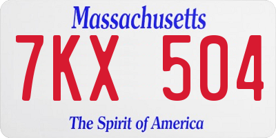 MA license plate 7KX504