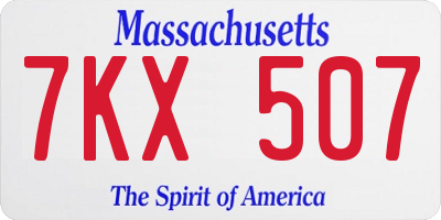 MA license plate 7KX507