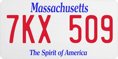 MA license plate 7KX509