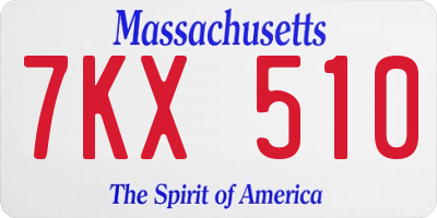 MA license plate 7KX510