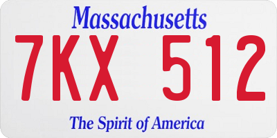 MA license plate 7KX512