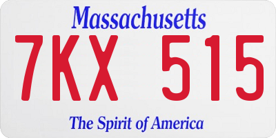 MA license plate 7KX515
