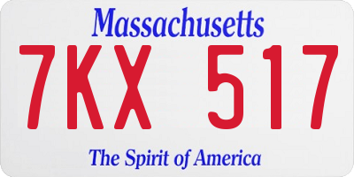 MA license plate 7KX517