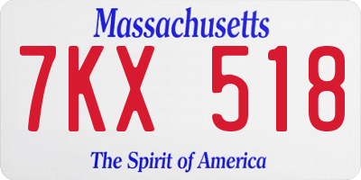 MA license plate 7KX518