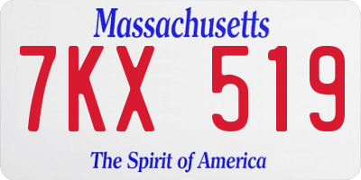 MA license plate 7KX519