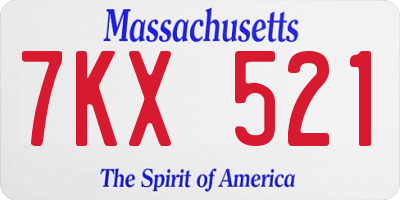 MA license plate 7KX521