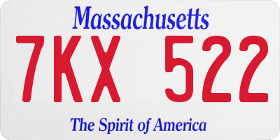 MA license plate 7KX522