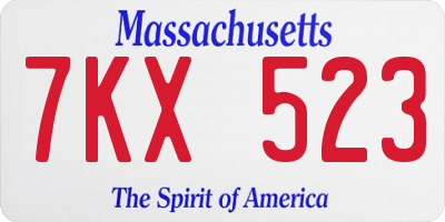 MA license plate 7KX523