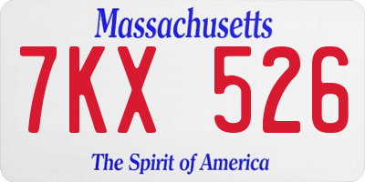 MA license plate 7KX526