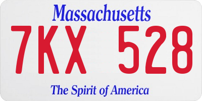 MA license plate 7KX528