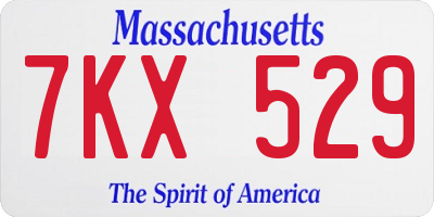 MA license plate 7KX529