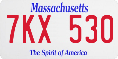 MA license plate 7KX530