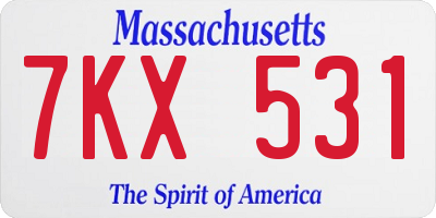 MA license plate 7KX531