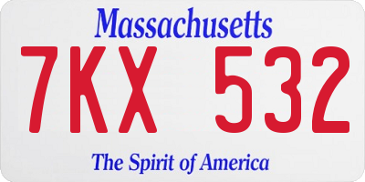 MA license plate 7KX532