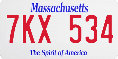 MA license plate 7KX534