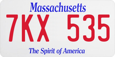 MA license plate 7KX535