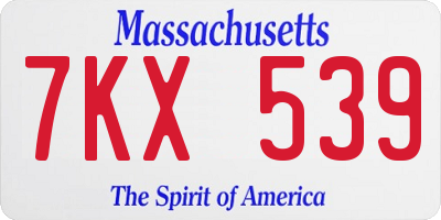 MA license plate 7KX539