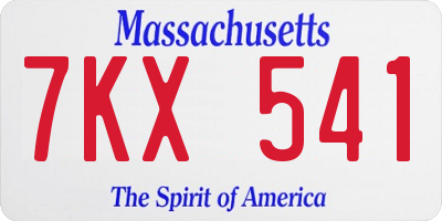MA license plate 7KX541