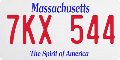 MA license plate 7KX544