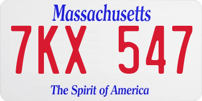 MA license plate 7KX547