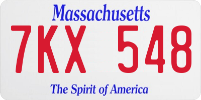 MA license plate 7KX548