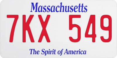 MA license plate 7KX549