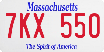 MA license plate 7KX550