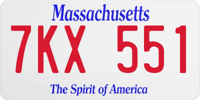 MA license plate 7KX551