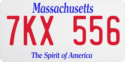 MA license plate 7KX556