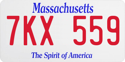 MA license plate 7KX559