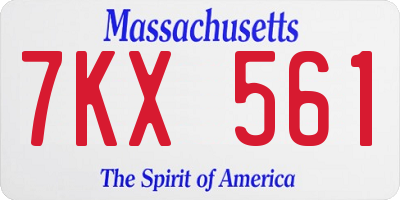 MA license plate 7KX561