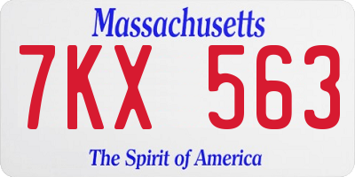 MA license plate 7KX563