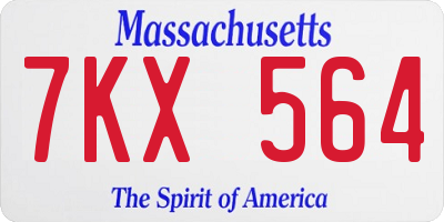 MA license plate 7KX564