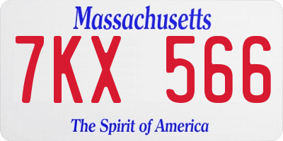 MA license plate 7KX566